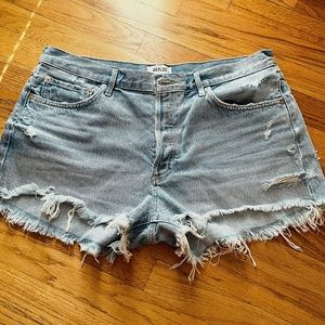 AGOLDE Parker Denim High-Waisted Cutoff Button Fly Shorts - NWOT - Size 32